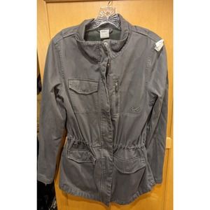 Nike 6.0 Jacket Military Style Tan Canvas Medium Full‎ Zip Snaps Pockets Solid